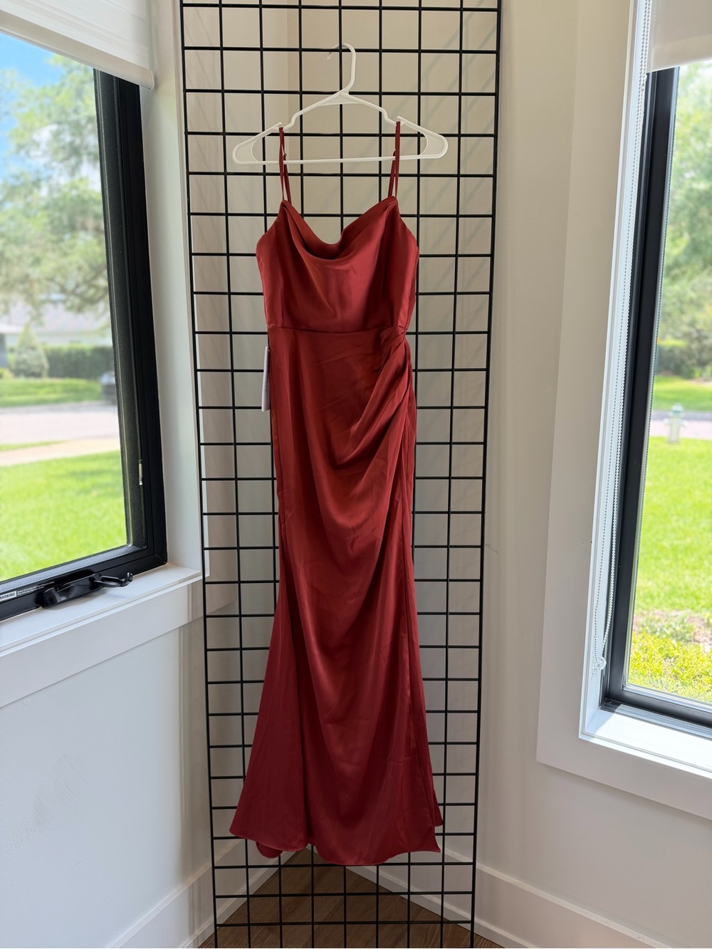 Azazie Marzia Stretch Satin gown - Terracotta - size A4 - never worn